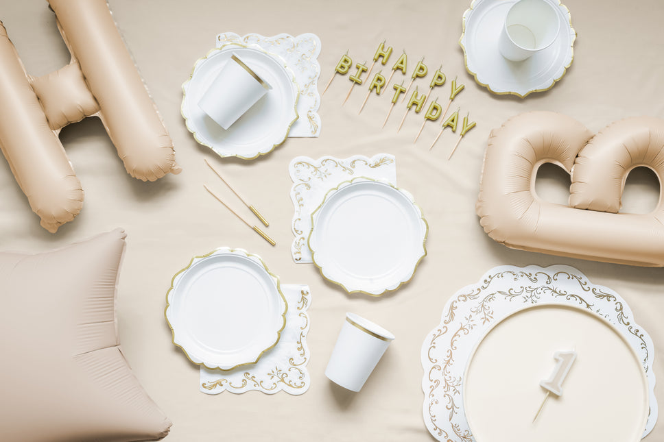 Gold Weiße Tischsets 35,5cm 6Stück