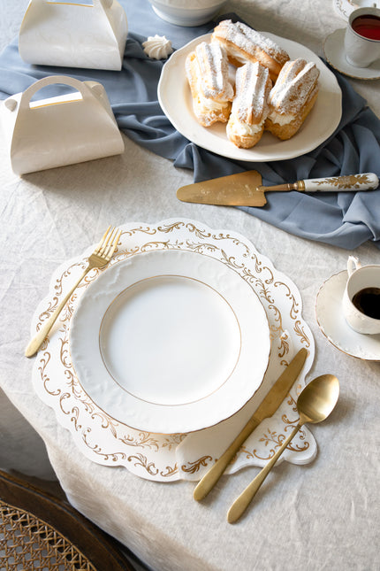 Gold Weiße Tischsets 35,5cm 6Stück