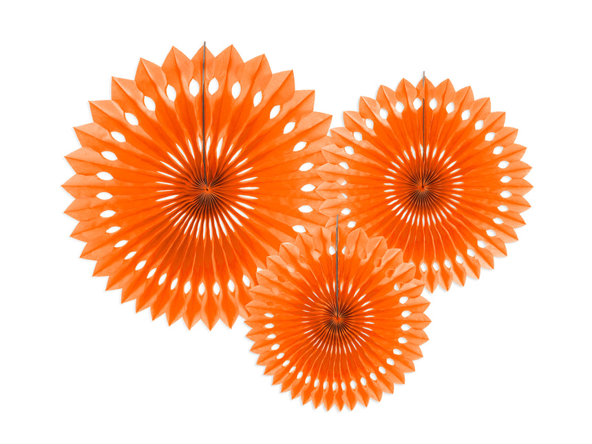 Orange Papierfächer 25cm 3Stück