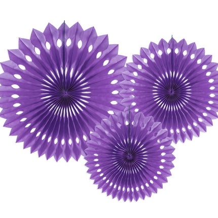 Lila Papierfächer 20cm 3Stück