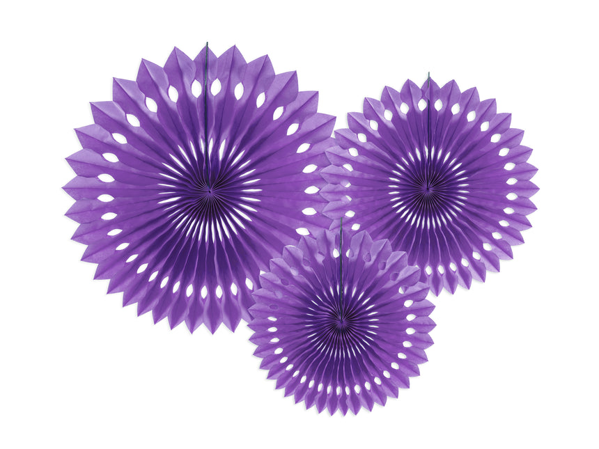 Lila Papierfächer 20cm 3Stück