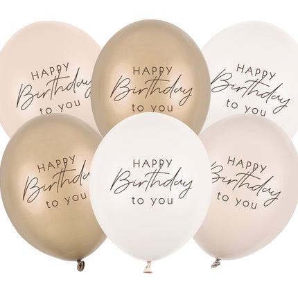 Happy Birthday Ballons Nackt 30cm 6Stk