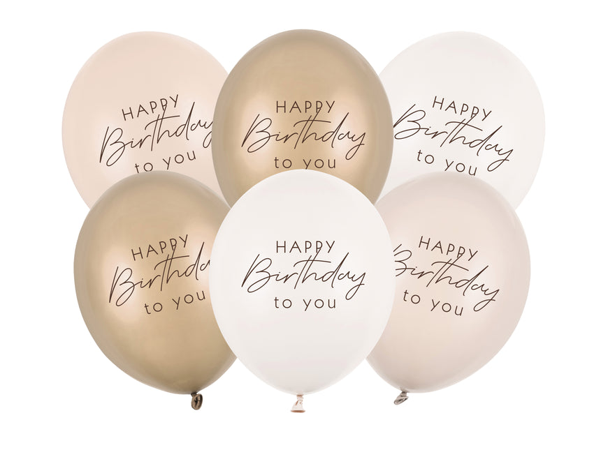 Happy Birthday Ballons Nackt 30cm 6Stk