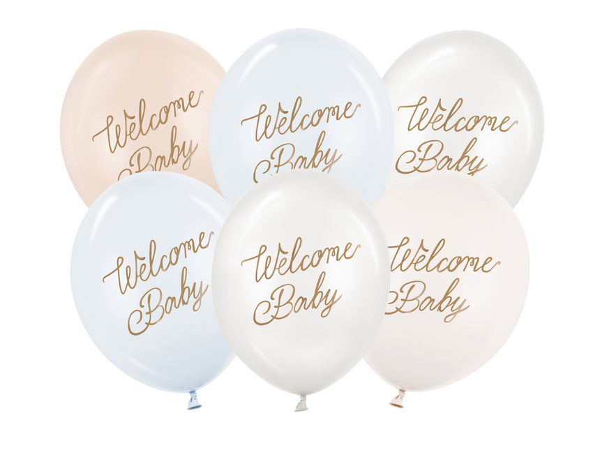 Hallo Baby Ballons Blau Weiß 30cm 50Stk