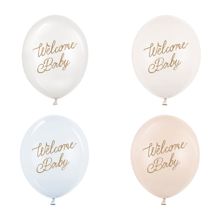Hallo Baby Ballons Blau Weiß 30cm 50Stk