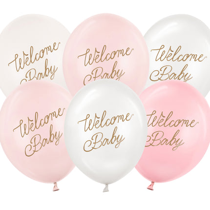 Hallo Baby Ballons Rosa 30cm 6Stück