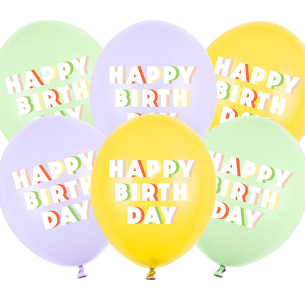 Happy Birthday Ballons Buntes Latex 30cm 6Stk