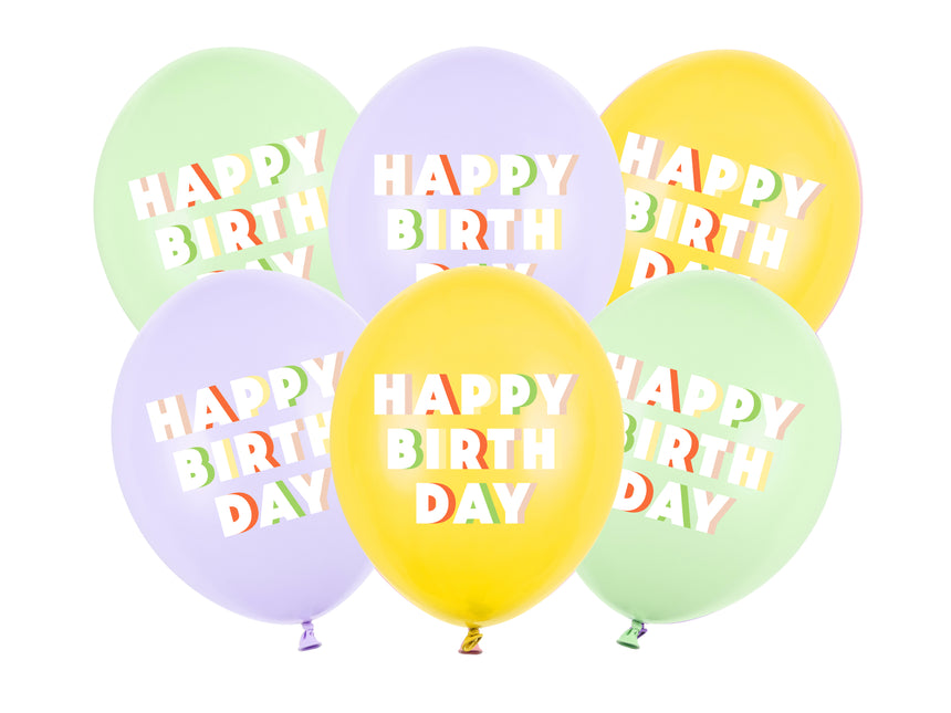 Happy Birthday Ballons Buntes Latex 30cm 6Stk