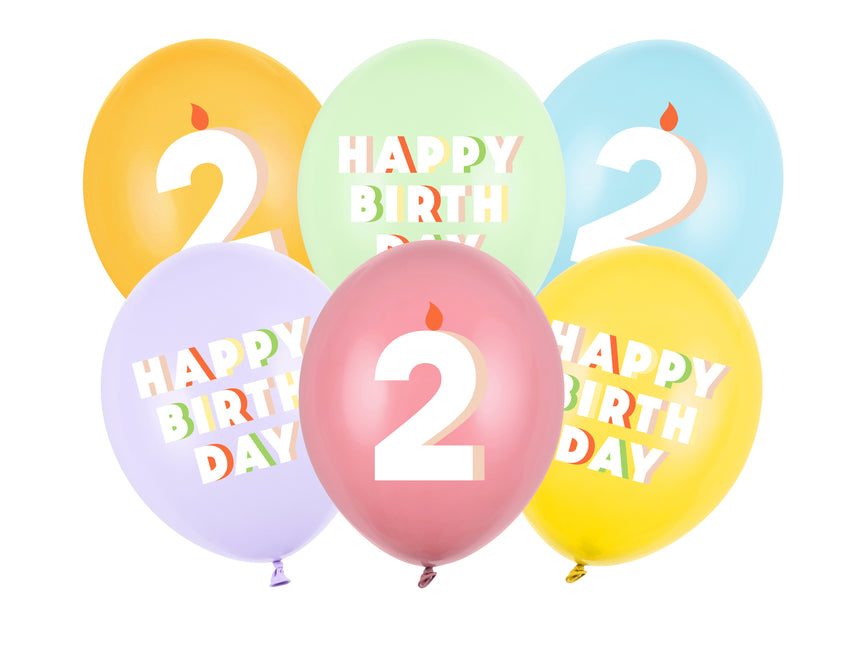 2 Jahr Luftballons 30cm 6Stück