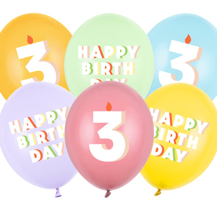 3 Jahr Luftballons 30cm 6Stück