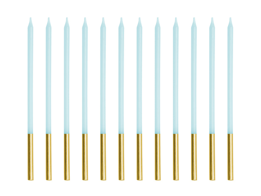 Blau-Gold-Kerze 14cm 12Stück