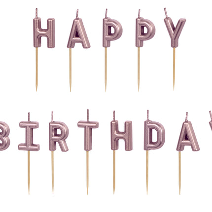 Happy Birthday Kerzen Rosa 7cm
