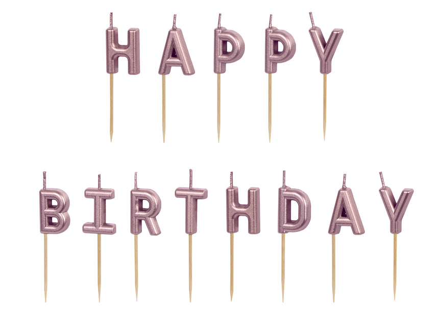 Happy Birthday Kerzen Rosa 7cm