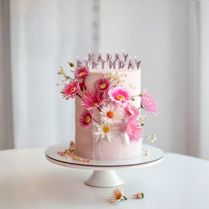 Happy Birthday Kerzen Rosa 7cm