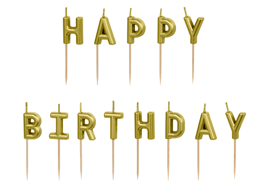 Happy Birthday Kerzen Gold