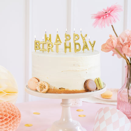 Happy Birthday Kerzen Gold