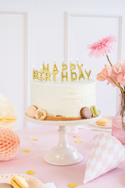 Happy Birthday Kerzen Gold