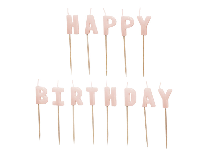 Happy Birthday Kerze Rosa 13 Stück