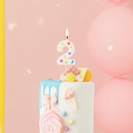 2 Jahre Kerze Farbig 10cm
