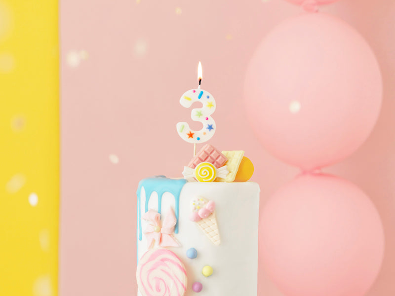 3 Jahre Kerze Farbig 10cm