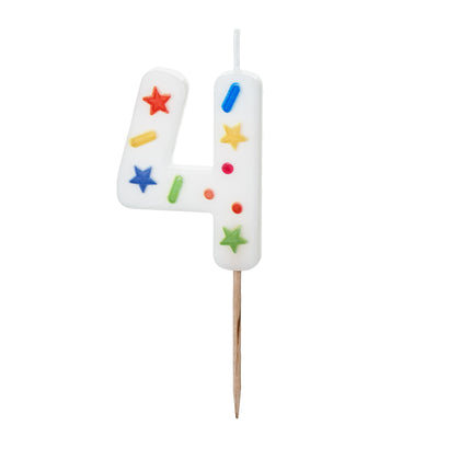 4 Jahre Kerze Farbig 10cm