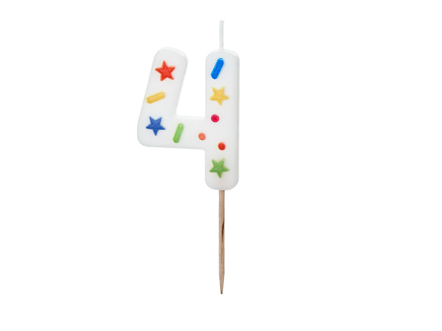 4 Jahre Kerze Farbig 10cm
