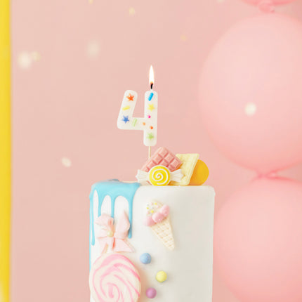 4 Jahre Kerze Farbig 10cm