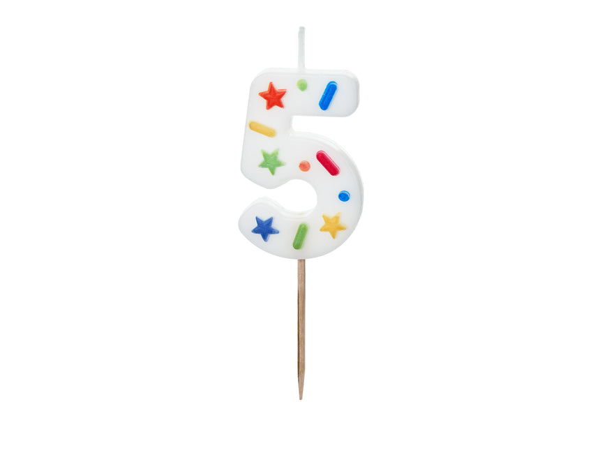 5 Jahre Kerze Farbig 10cm