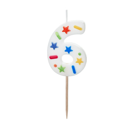 6 Jahre Kerze Farbig 10cm