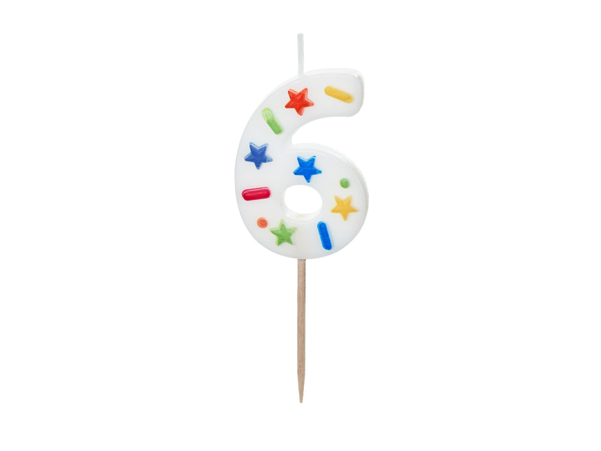 6 Jahre Kerze Farbig 10cm