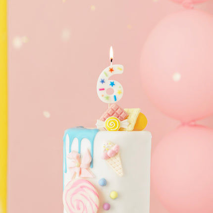 6 Jahre Kerze Farbig 10cm