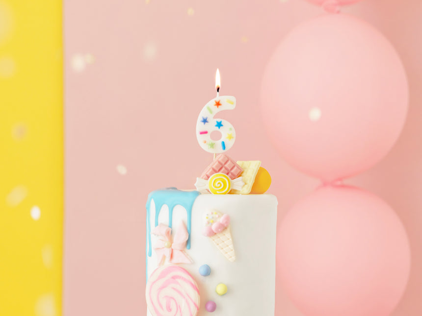6 Jahre Kerze Farbig 10cm