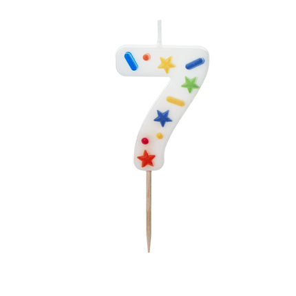 7 Jahre Kerze Farbig 10cm