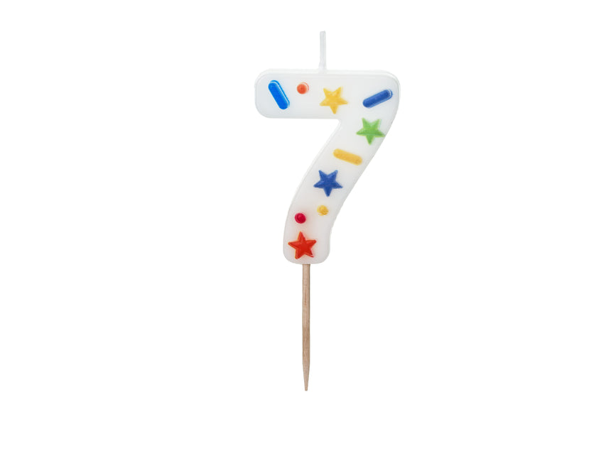 7 Jahre Kerze Farbig 10cm