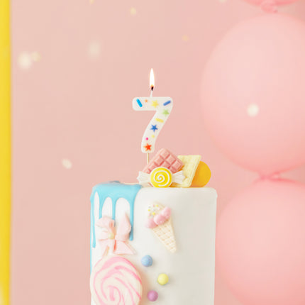 7 Jahre Kerze Farbig 10cm