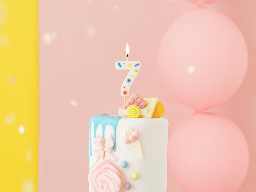 7 Jahre Kerze Farbig 10cm