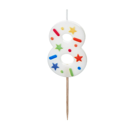 8 Jahre Kerze Farbig 10cm