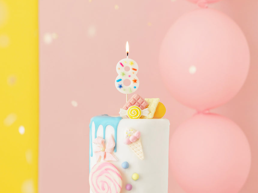 8 Jahre Kerze Farbig 10cm