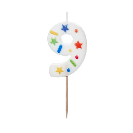 9 Jahre Kerze farbig 10cm