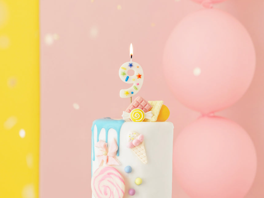 9 Jahre Kerze farbig 10cm