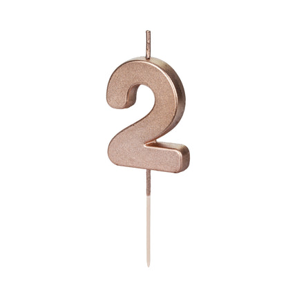 2 Jahre Kerze Rose Gold 9cm