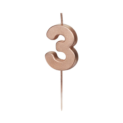 3 Jahre Kerze Rose Gold 9cm