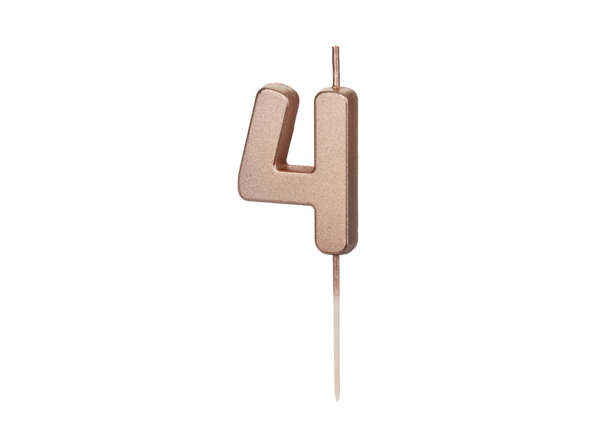 4 Jahre Kerze Rose Gold 9cm