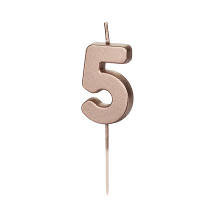 5 Jahre Kerze Rose Gold 9cm