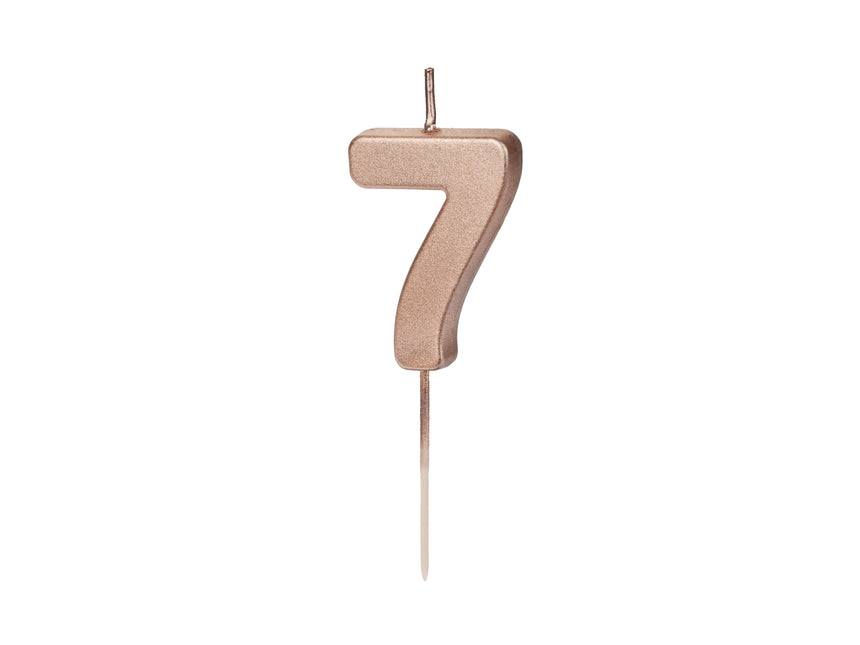 7 Jahre Kerze Rose Gold 9cm