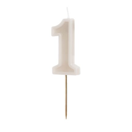 1 Jahr Kerze Beige 10cm