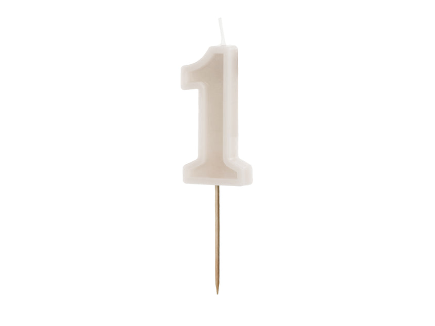 1 Jahr Kerze Beige 10cm