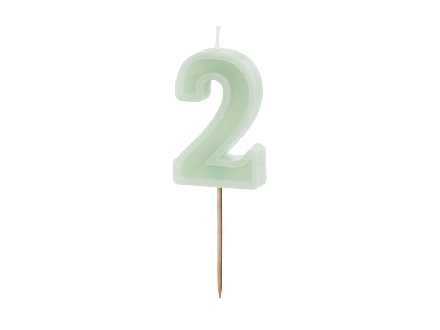 2 Jahre Kerze Mintgrün 10cm