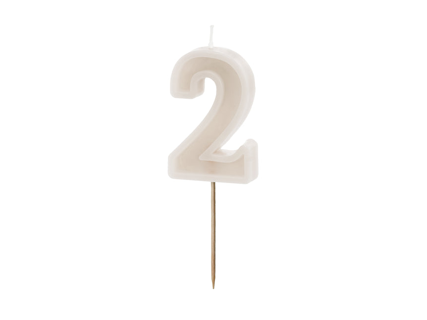 2 Jahre Kerze Beige 10cm