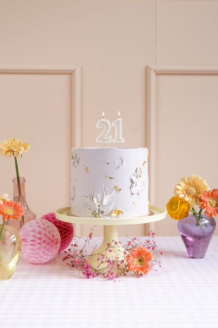 2 Jahre Kerze Beige 10cm